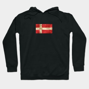 Vintage Aged and Scratched Danish Flag Hoodie